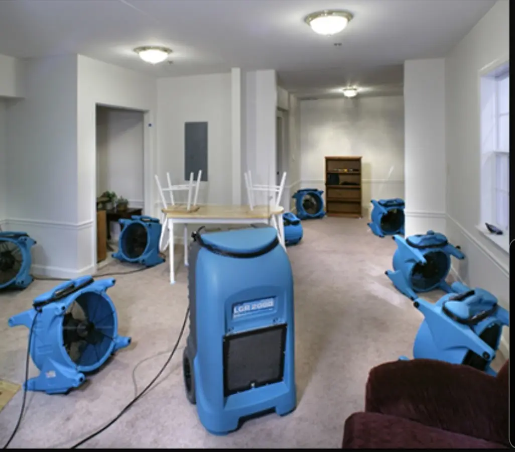 Air movers and dehumidifier setup for Water Extraction & Removal in Boaz