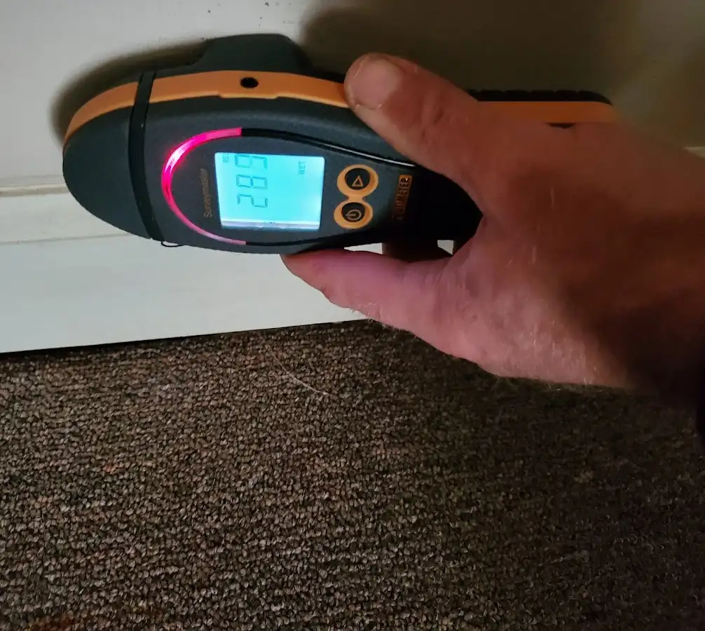 Moisture detection at baseboard during Sewage Cleanup & Sanitation in Boaz